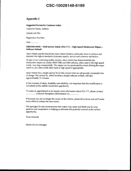 First page of the original FSA-171 owner notification letter