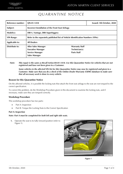 First page of the original QN-01-1418 factory document