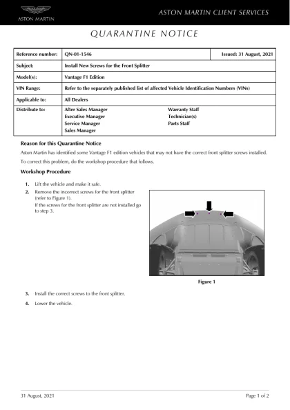 First page of the original QN-01-1546 factory document