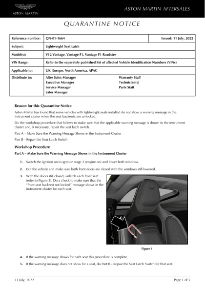 First page of the original QN-01-1664 factory document