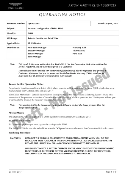First page of the original QN-13-0065 factory document
