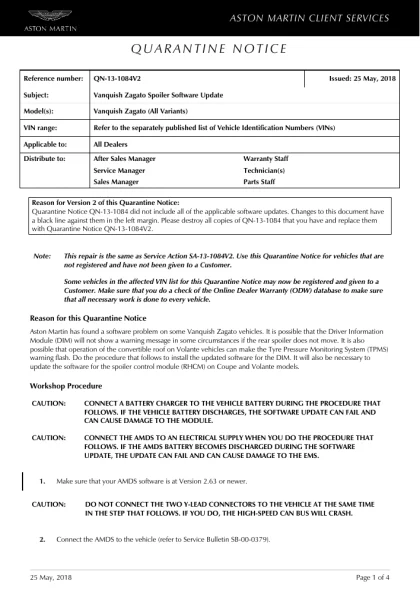 First page of the original QN-13-1084V2 factory document