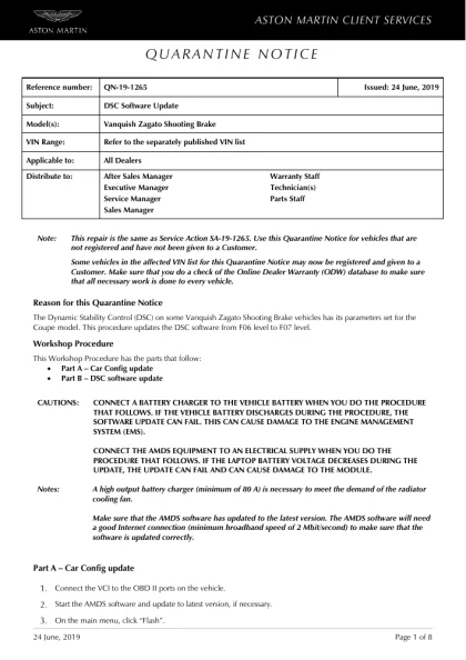First page of the original QN-19-1265 factory document