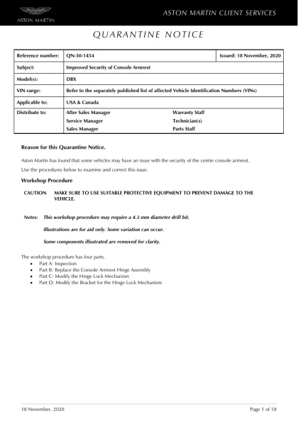 First page of the original QN-30-1454 factory document