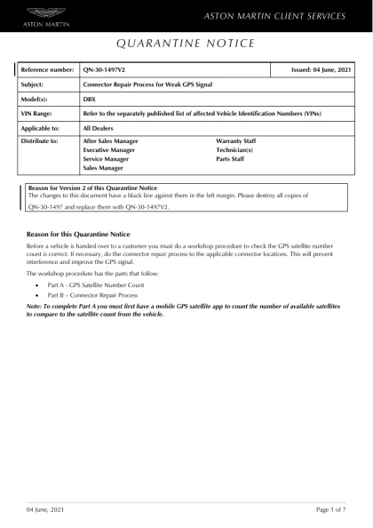 First page of the original QN-30-1497V2 factory document
