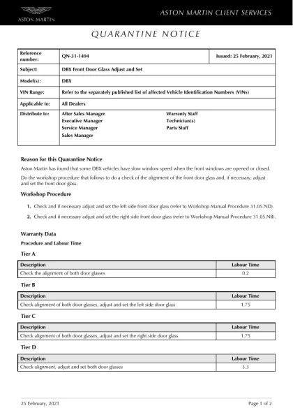 First page of the original QN-31-1494 factory document