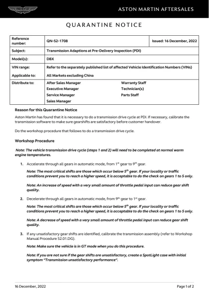 First page of the original QN-52-1708 factory document