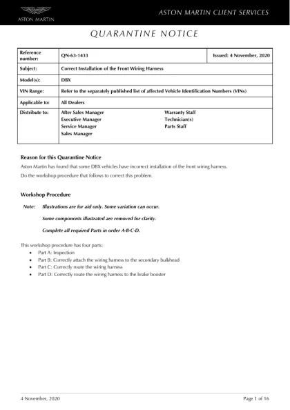 First page of the original QN-63-1433 factory document