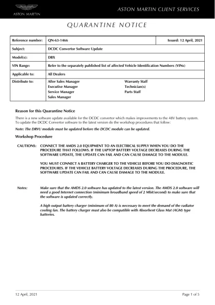 First page of the original QN-63-1466 factory document