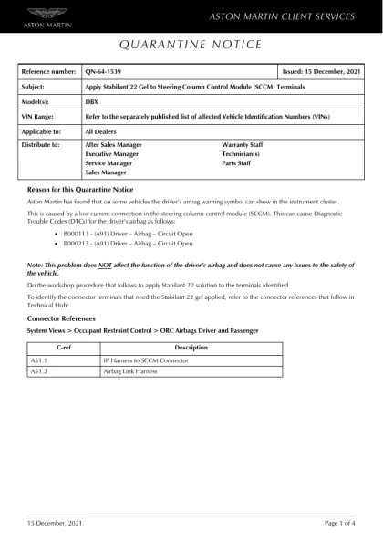 First page of the original QN-64-1539 factory document