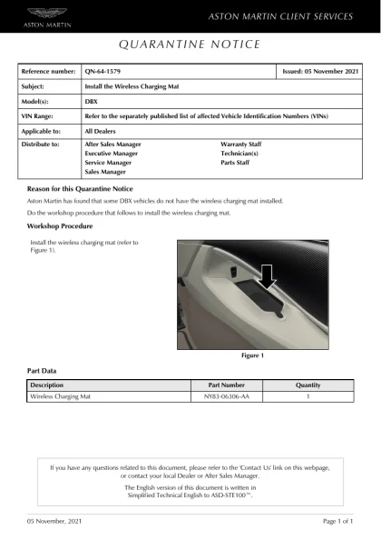 First page of the original QN-64-1579 factory document