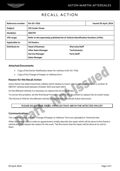 First page of the original RA-03-1926 factory document