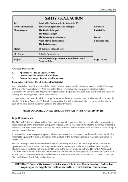 First page of the original RA-04-0014 factory document