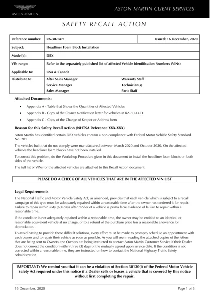 First page of the original RA-30-1471 factory document