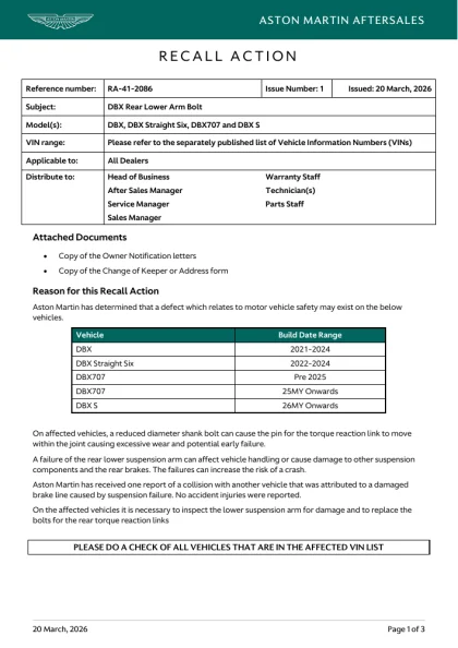 First page of the original RA-41-2086 factory document