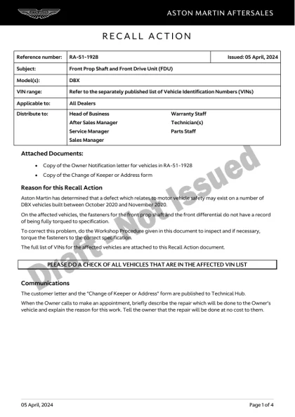 First page of the original RA-51-1928 factory document