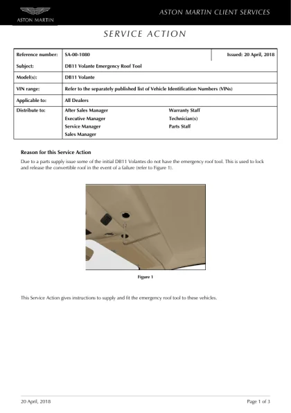 First page of the original SA-00-1080 factory document