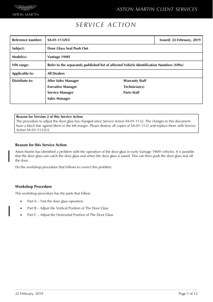 First page of the original SA-01-1132V2 factory document