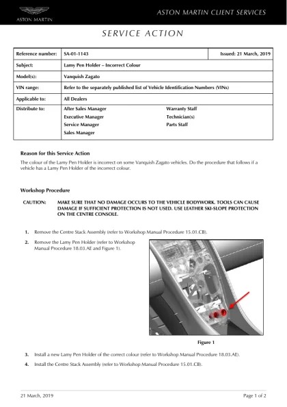First page of the original SA-01-1143 factory document