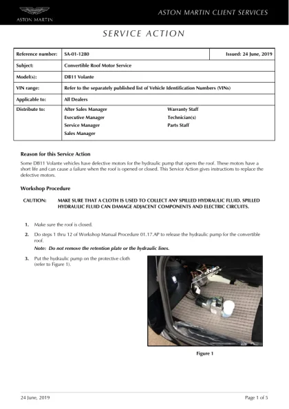 First page of the original SA-01-1280 factory document