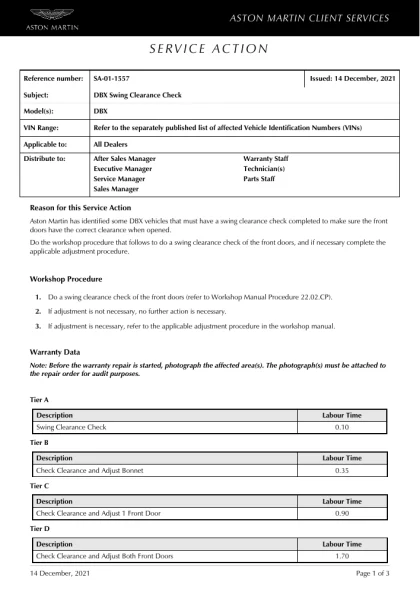 First page of the original SA-01-1557 factory document