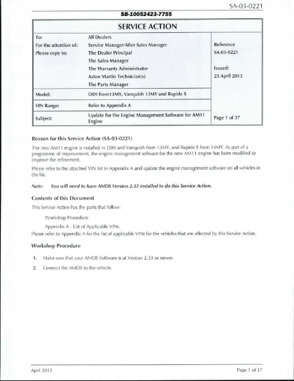 First page of the original SA-03-0221 factory document