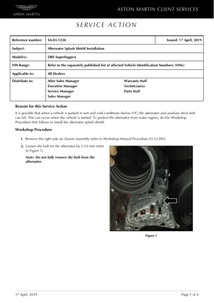 First page of the original SA-03-1238 factory document