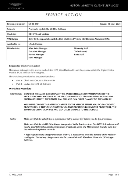 First page of the original SA-03-1481 factory document