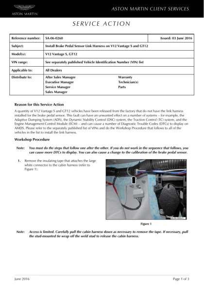 First page of the original SA-06-0260 factory document