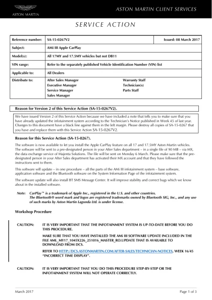 First page of the original SA-15-0267V2 factory document