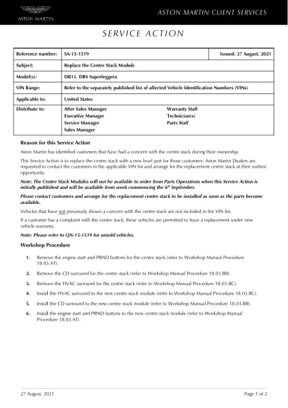 First page of the original SA-15-1519 factory document