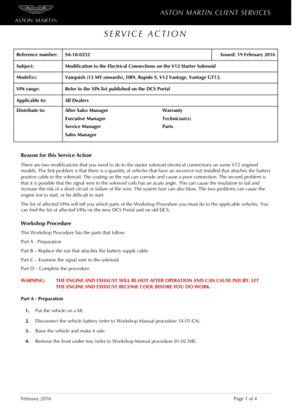 First page of the original SA-18-0252 factory document