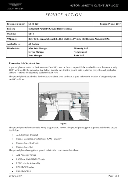 First page of the original SA-18-0274 factory document