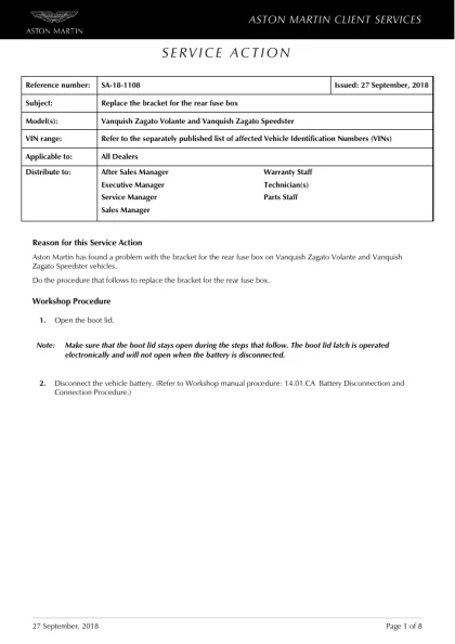 First page of the original SA-18-1108 factory document