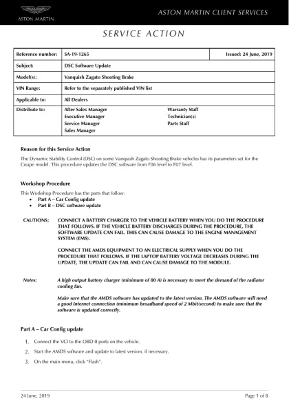 First page of the original SA-19-1265 factory document