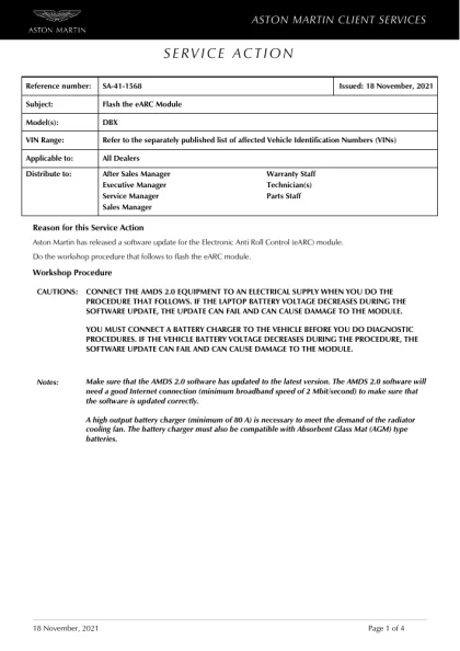 First page of the original SA-41-1568 factory document