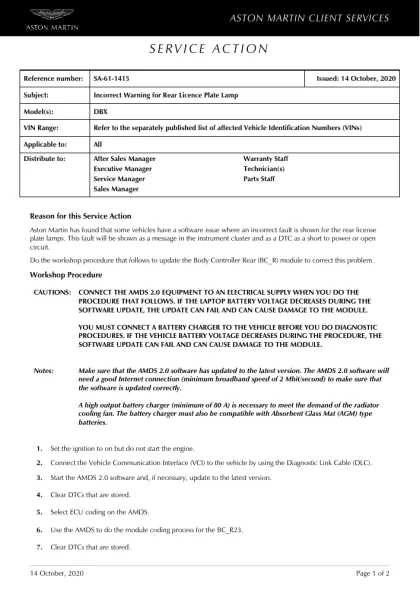First page of the original SA-61-1415 factory document