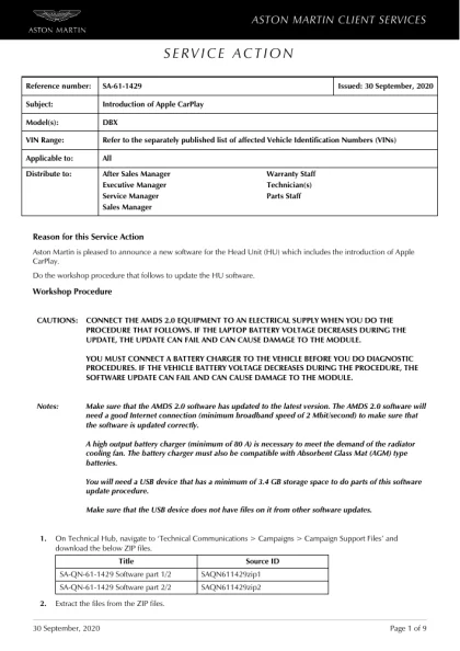 First page of the original SA-61-1429 factory document
