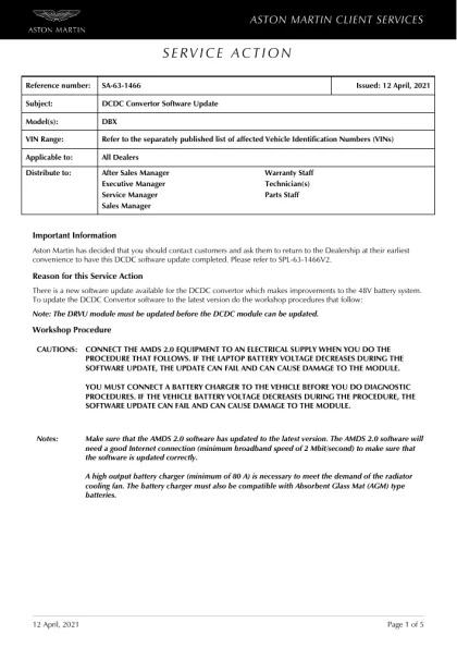 First page of the original SA-63-1466 factory document