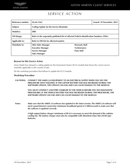 First page of the original SA-64-1562 factory document