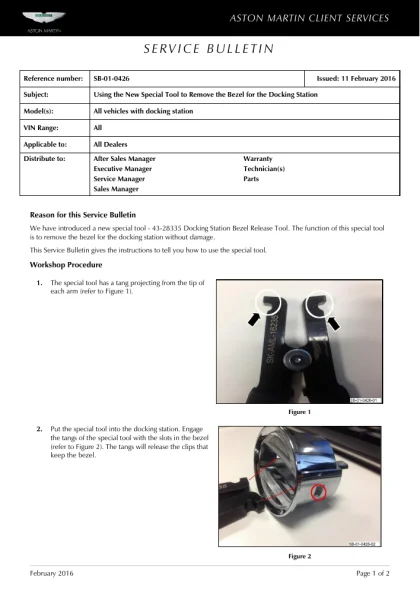 First page of the original SB-01-0426 factory document