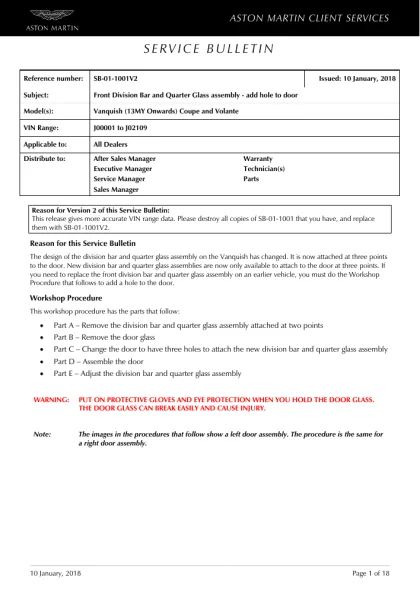 First page of the original SB-01-1001V2 factory document