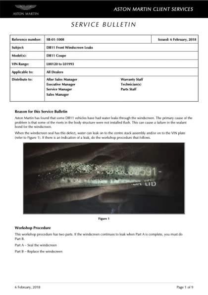 First page of the original SB-01-1008 factory document