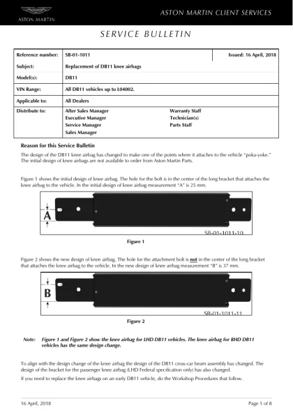 First page of the original SB-01-1011 factory document