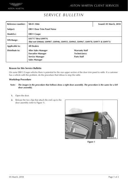 First page of the original SB-01-1066 factory document