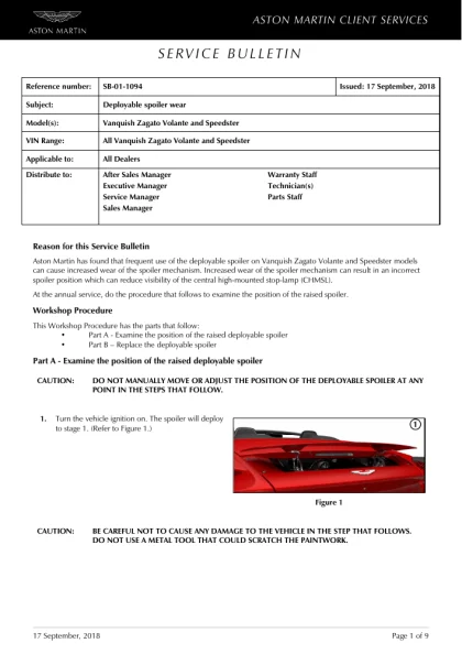 First page of the original SB-01-1094 factory document