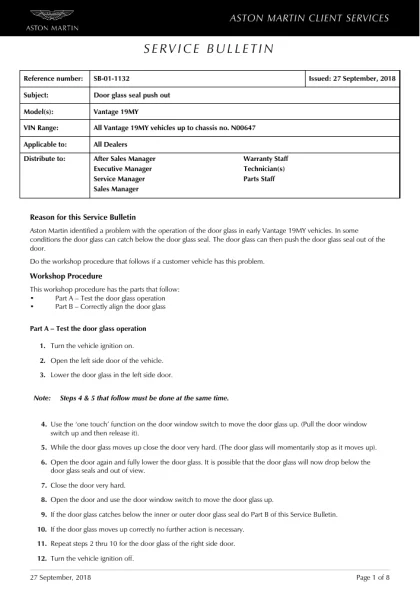 First page of the original SB-01-1132 factory document