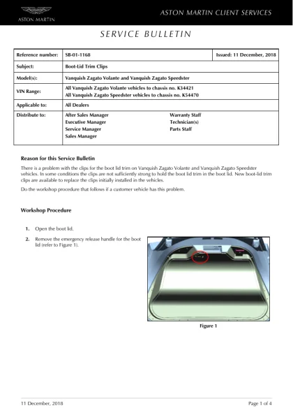 First page of the original SB-01-1168 factory document