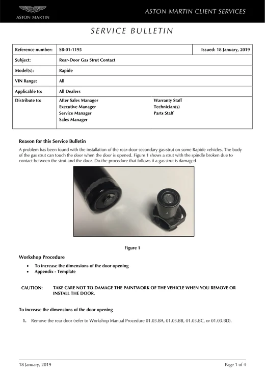 First page of the original SB-01-1195 factory document