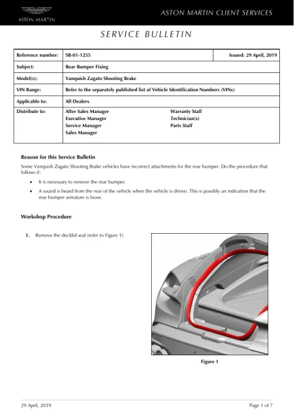 First page of the original SB-01-1255 factory document